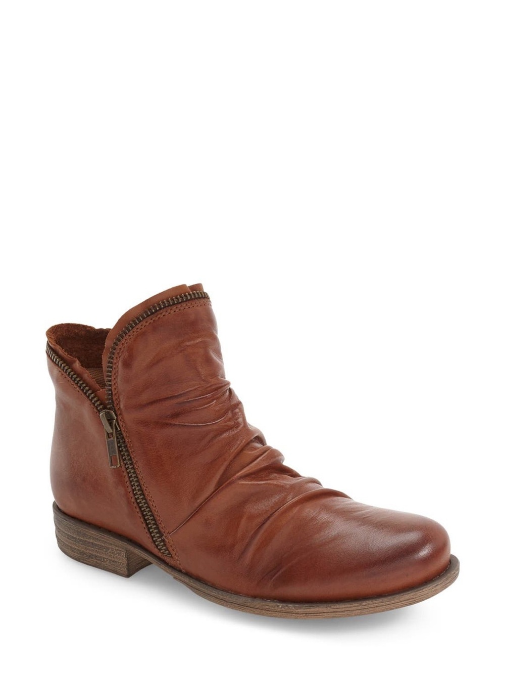 NEW MIZ MOOZ LUNA ZIPPER ANKLE BOOTS IN BRANDY 6.5